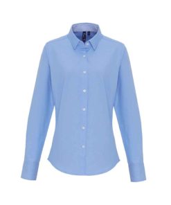 Ladies Long Sleeved Striped Oxford Shirt